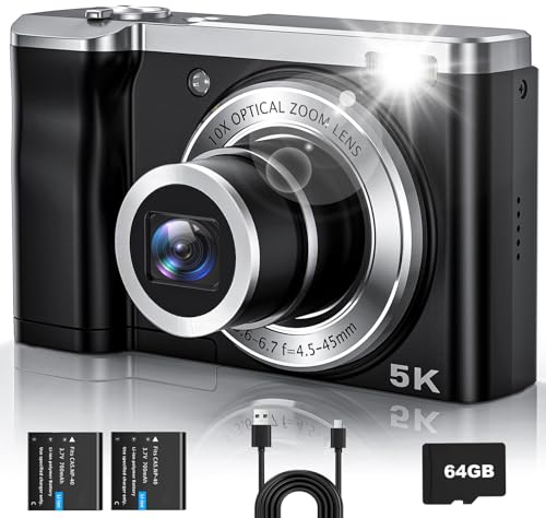 CAMKORY 5K Vlogging Camera 56MP Digital Camera 10x Optical Zoom
